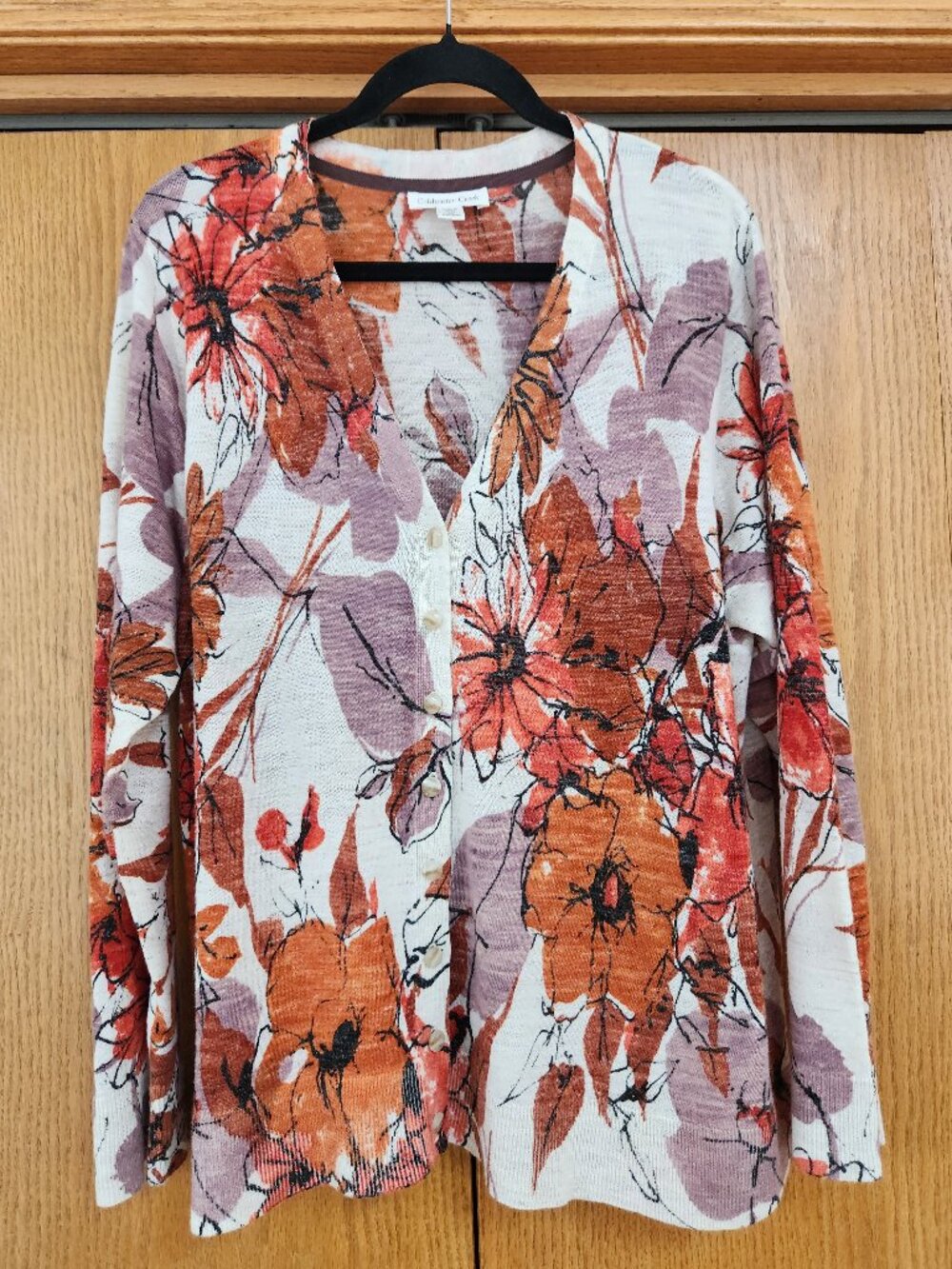 Coldwater Creek Plus Size 3X Knit Cardigan Boho Floral Fall Autumn Earthy